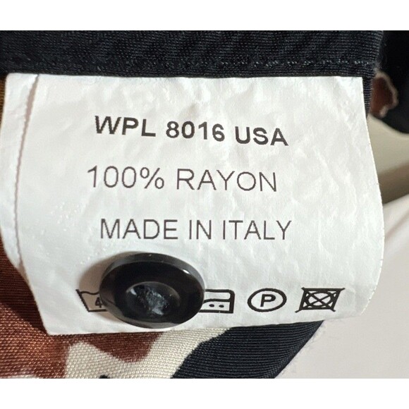 Riscatto Men Large Black w/ Leaves Made in Italy Rayon Short Sleeve Shirt - Picture 4 of 6